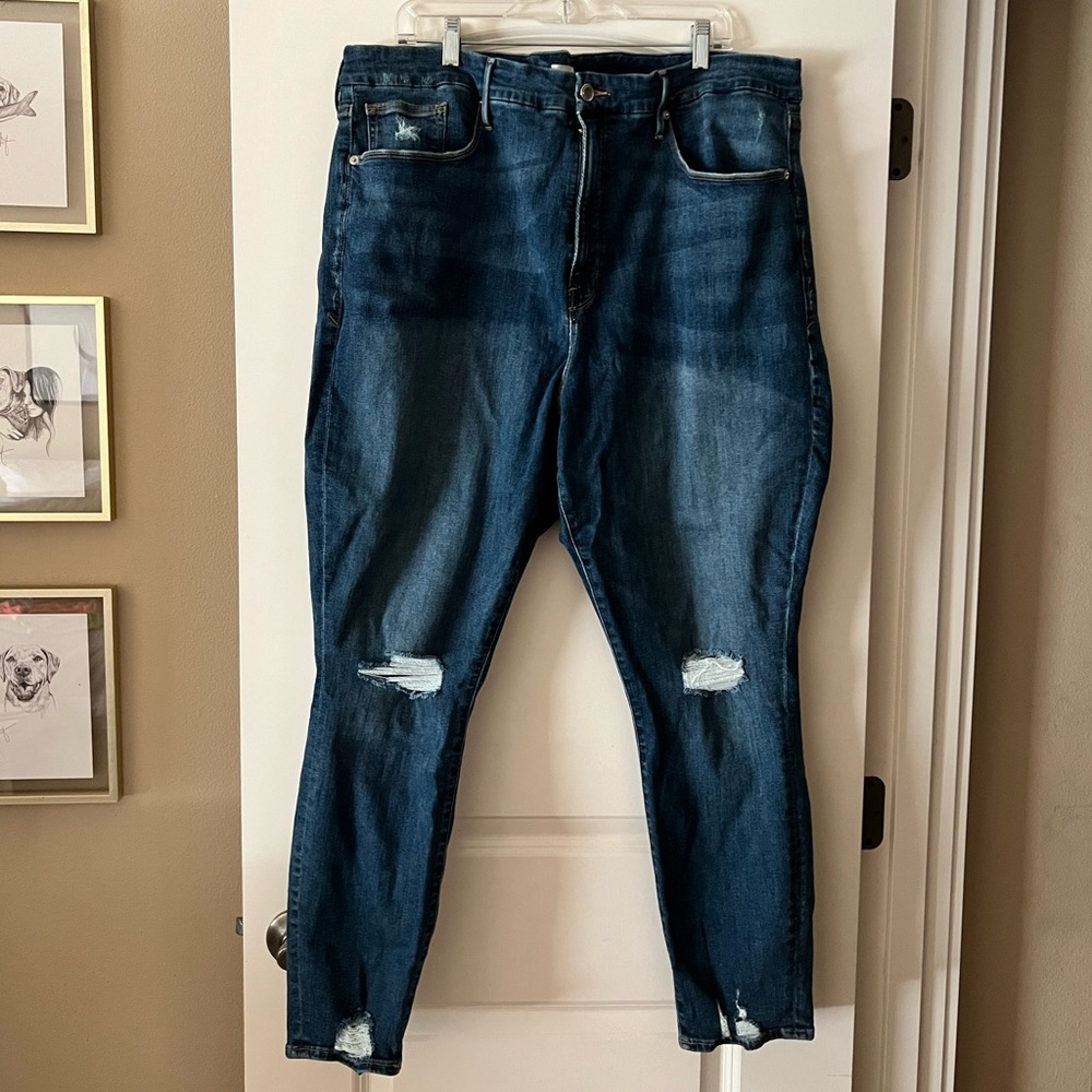 GOOD AMERICAN plus size (24) good legs distressed skinny jeans